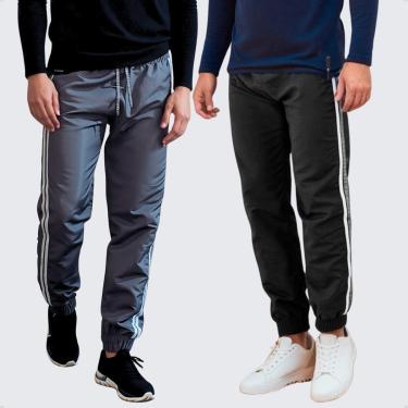 Imagem de Kit 2 Calças Jogger Popular Esporte Tecido Tactel Elástico na Barra-Masculino