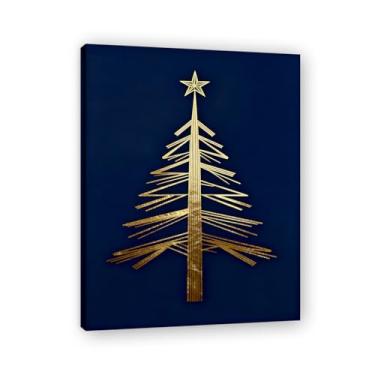 Imagem de Moldura interna. Pintura de Natal glamorosa minimalista, arte geométrica dourada, decoração de Natal moderna emoldurada para parede da sala de estar. A22. 80 x 105 cm - 31,5 x 41,3 pol