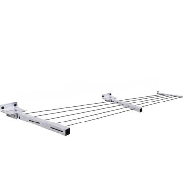 Imagem de Varal Retrátil de Parede em Aluminio Reforçado Kit Instalação Suporta 80kg (3 hastes (8 metros))