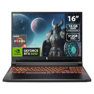 Imagem de Acer Nitro V 16 Notebook Gamer, AMD Ryzen 5, 16" WUXGA 180Hz, RTX 5050 8GB, 16GB RAM DDR5, SSD 512GB, Windows 11, Preto, ANV16-42-R309