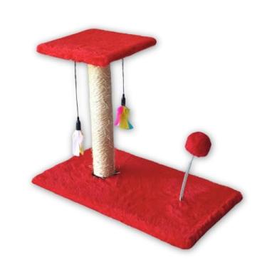 Imagem de Arranhador para Gatos ，Arranhador para Gatos Sofá，Inclui Postes e Bolas Interativas，Perfeito para o Seu Gato Brincar(Vermelho)