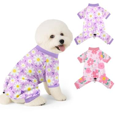 Imagem de Hedgeink Pacote com 2 pijamas para cães pequenos, roupas para cachorros, macacões para filhotes