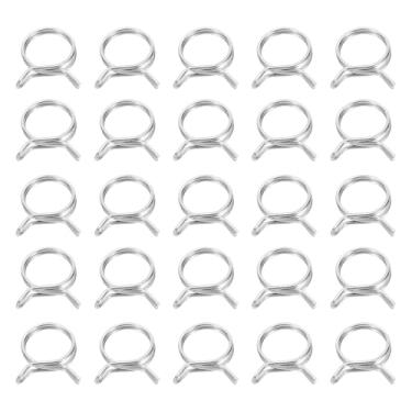 Imagem de HARFINGTON Clipes de mangueira de linha de combustível de fio duplo 24 mm ID 24-28,1 mm OD, 25 peças de clipes de mola de tubo de aço inoxidável variados para mangueira de ar, tubo de água