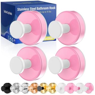 Imagem de Ganchos de ventosa para chuveiro, ganchos de toalha removíveis sem broca, ganchos de sucção forte atualizados de 6,8 kg para azulejo de banheiro, parede de chuveiro, porta de vidro, bucha de cozinha