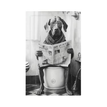 Imagem de SgEdao Capas decorativas para interruptores prato cachorro lendo jornal no vaso sanitário 1 gangue sem dispositivo único capas de tomada em branco capa placa de interruptor de luz placa elétrica para