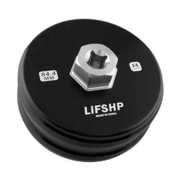 Imagem de LIFSHP Chave de filtro de óleo de 84 mm com 14 canais, alumínio e aço inoxidável para motores a diesel Mercedes Benz Dodge 3.0L, ferramenta de remoção de tampa de filtro de óleo para troca de óleo
