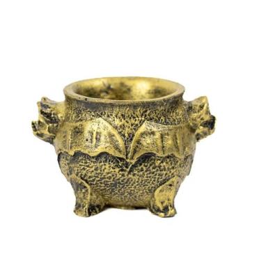 Imagem de Incensário Caldeirão Morcego Dourado 5 Cm Em Resina - Lua Mística Orig