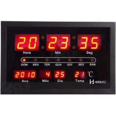 Imagem de Relógio Parede Led Digital 110/220 V Termômetro Herweg 6289