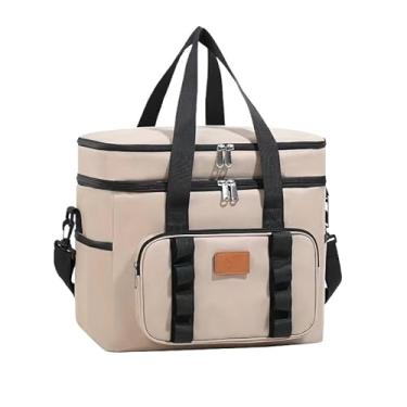 Imagem de Bolsa Térmica Para Piquenique Para Acampar 23L Portátil Com Capacidade Grande E Dupla Camada (Caqui)