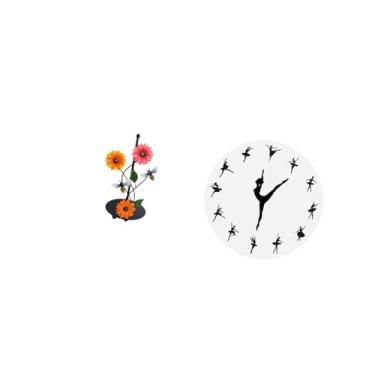 Imagem de Fenteer Porta-papel Toalha de Bailarina com Relógio de Parede, Suporte Vertical Antiderrapante, Dançando Balé, Peça Decorativa Encantadora para Cozinha