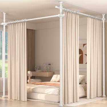 Imagem de Divisor de quarto para separação de ambientes, 1,2 a 3 m (A) 71 a 355 cm (L) Divisor de parede temporário ajustável, varões de cortina de tensão sem perfuração, separador de espaço de separação