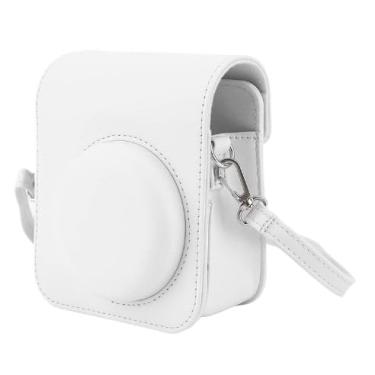 Imagem de Bolsa Estojo Protetor de Couro para Câmer Fujifilm Instax Mini 12, C/Alça de Ombro Ajustável/Removível (Branco)