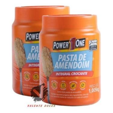 Imagem de Power One Kit 2 Pastas De Amendoim Integral Crocante 1kg - powerone
