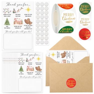 Imagem de Tenceur 50 conjuntos de cartões de agradecimento de funcionários de Natal 10 x 15 cm a granel com envelopes e adesivos, presente de agradecimento de Natal para funcionários, fim de ano, escritório