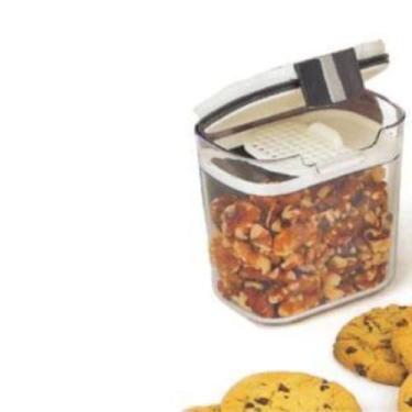 Imagem de Kit 4 Potes Herméticos de Plástico, Transparente com Tampa Branca, Conjunto Organizador para Cozinha, Dispenser e Porta Grãos, 21x16.5x20.5cm a 9x8x10cm