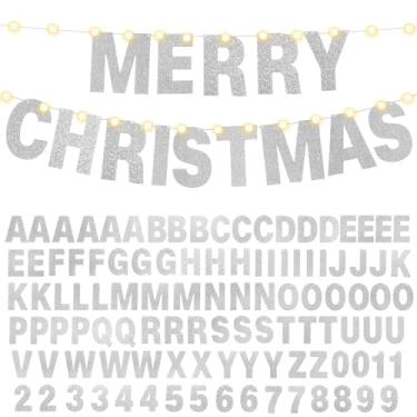 Imagem de TaoBary 112 peças, kit de letras faça você mesmo, com glitter, letras personalizáveis, inclui 107 letras e números, 3 cordas e 2 agulhas para aniversário, Halloween, Natal, casamento, dia dos