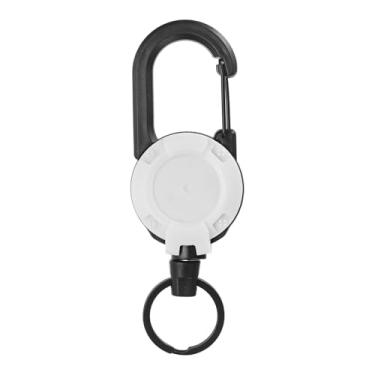 Imagem de PATIKIL Chaveiro retrátil, porta-crachá retrátil resistente, carretel de crachá, clipe de chaveiro com cordão de aço de 59,9 cm, quintal para chaves, pesca, ciclismo, caminhada, mochila, branco