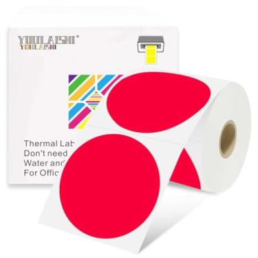 Imagem de YOULAISHI Etiquetas redondas de codificação de cores de 7 x 7 cm, etiquetas térmicas circulares, imprimíveis, à prova d'água, 500 peças, adesivos redondos para escritório, casa, garagem, adesivos DIY