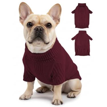 Imagem de Suéteres para cães pequenos, médios e grandes, roupas clássicas para animais de estimação com gola rolê, casaco térmico quente de inverno, gola grossa de tricô duplo, pulôver para clima frio para uso