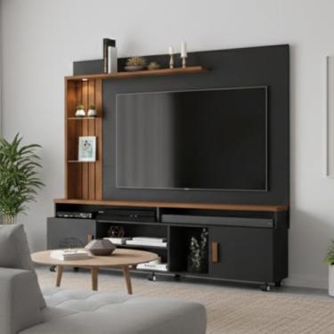 Imagem de Painel TV 65 Ocean Com LED, Nichos E Portas Para Organização Completa Da Sala