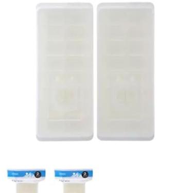 Imagem de Forma de Gelo com Tampa, Plástico PP, 16 Cubos, Branca, 25,5 x 3,5 x 11cm, Kit com 2 Unidades, Livre de BPA