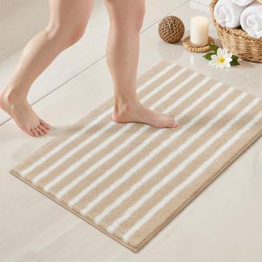 Imagem de GRANNY SAYS Tapete de banho listrado, 61 cm x 91 cm bege