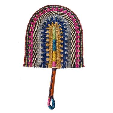 Imagem de Arte de Parede com Ventilador Palha Tecido à Mão Acessório Decorativo Artesanal Cabo Couro para Decoração Ornamento Versátil Casa Ferramenta Resfriamento Portátil Capim Espinho Olho Pendurar