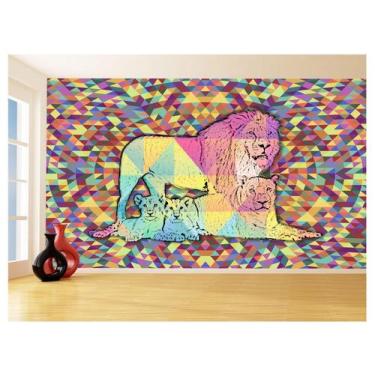 Imagem de Papel De Parede Animais Pop Art Familia Leões 3,5M Pxa384 - Você Decor