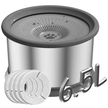 Imagem de Tigela de água para cães de 6,5 L, sem derramamento, 1,6 galão, tigela de água de aço inoxidável para cães, grande capacidade, sem respingos, comedouro lento com tapete antiderrapante para bebedores