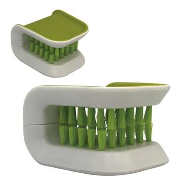 Imagem de Escova de Limpeza para Talheres com Cerdas Firmes e Duráveis, Verde e Branco, 9x8x5cm