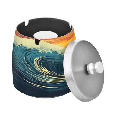 Imagem de Blueangle Cinzeiro de surfista com tampa para cigarros, à prova de vento/chuva, aço inoxidável, sem fumaça, inodoro, cinzeiro para uso interno ou externo (536)