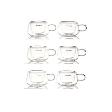 Imagem de Jogo 6 Xícaras Chá com Alça 200ml Parede Dupla Bugatti