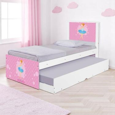 Imagem de Cama Solteiro Infantil Com Cama Auxiliar 195x96cm Personagens Bailarina K02 - D'rossi