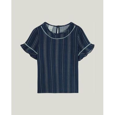 Imagem de Blusa Listrada Viscose Menina Infantil - Malwee Kids, Azul marinho, 12