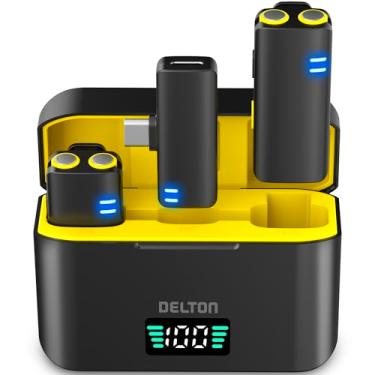 Imagem de Delton Microfones de lapela sem fio M27, microfones de lapela com conector USB-C, cancelamento de ruído inteligente, microfone de lapela omnidirecional para gravação de vídeo, entrevista, podcast