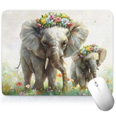 Imagem de Tapete de mesa de couro elefante, tapete de mouse de arte colorida, teclado de computador, mouse pad para jogos, protetor e capa à prova d'água, couro sintético decorativo para laptop, decoração de