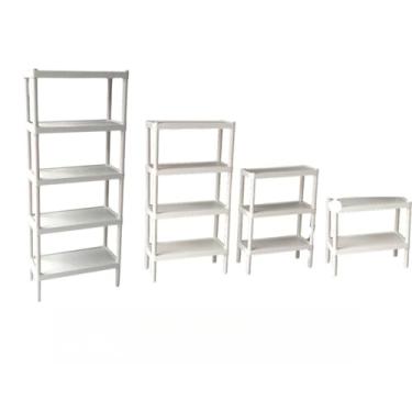 Imagem de Prateleira Organizadora Modular de Plástico Para Cozinha Quarto Livros(Branco,5 Prateleiras)