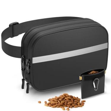 Imagem de Pochete para cães com bolsa de petiscos: bolsa transversal para passear para cães com bolso removível de fechamento automático para lanches e dispensador de cocô - bolsa impermeável para treinamento