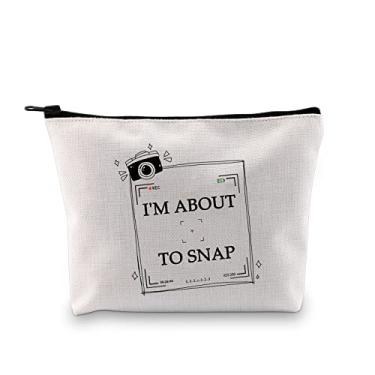 Imagem de JXGZSO Bolsa de maquiagem fotográfica com zíper I'm About To Snap Fotógrafo Apreciation Gift Camera Cosmetic bag, I'm About To Snap