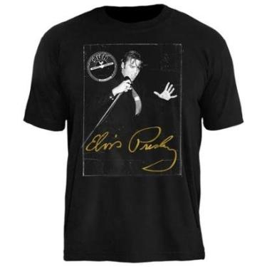 Imagem de Camiseta Elvis Presley Stamp Unissex em Algodão Manga Curta-Unissex