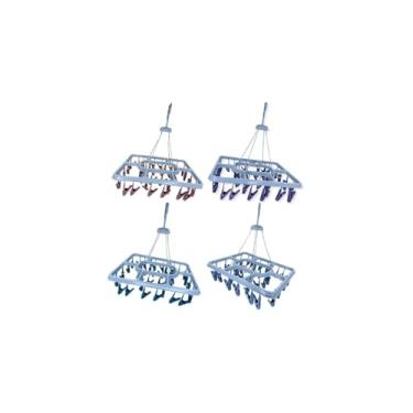 Imagem de Varal Multiuso com 36 Prendedores, Plástico e Aço, 44x34cm, Preto com Verde, 4kg Capacidade, para Roupas Íntimas