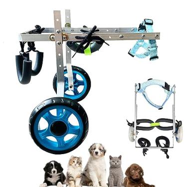 Imagem de PUJPOQRP Carrinho ajustável para cadeira de rodas de exercício para cães, andador assistido por cadeira de rodas para membros traseiros paralisados, carro de reabilitação de cadeira de rodas de gato