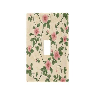 Imagem de Wassud Placa de cobertura de interruptor de luz vintage floral textura decorativa capas de tomada placa de parede para tomadas elétricas interruptor único 4,53 x 2,76 polegadas