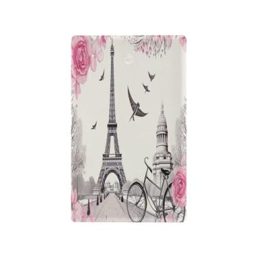 Imagem de Wassud Placa de cobertura de interruptor de luz, capas de tomada de interruptor único, placa de parede, tomadas elétricas decorativas, bicicleta Eiffel, decoração de sala de estar