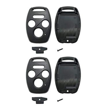 Imagem de Capa de capa de chave Fob adequada para Honda Accord Civic EX Pilot sem chave entrada controle remoto substituição chave de carro Fob capa alojamento (3+1 botões 2 pacotes)