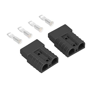 Imagem de Hyuduo Conector de Bateria 2 Peças 50a Kit de Tomada de Desconexão Rápida Com Contatos Banhados a Prata 6awg 600v para Barcos Caminhões Empilhadeiras Corrida (Preto)
