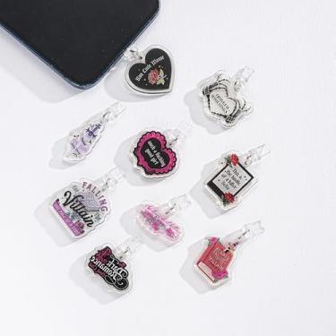 Imagem de LHOMS 9 peças de berloques de plugue de poeira para iPhone 11 12 13 14 bonito protetor de poeira para AirPods Book Lover Theme Charms Presente para todos os dispositivos Lightning Port (Estilo-5)