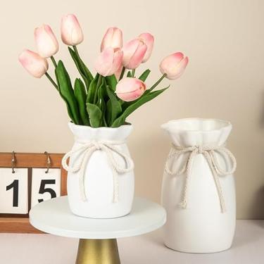Imagem de Vaso de plástico moldado por sopro durável e econômico, pequeno vaso de mesa para tulipas e flores artificiais, mini decorativo (branco, pequeno)