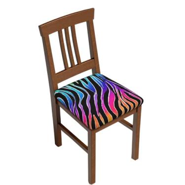 Imagem de ZERAOKE Capa de almofada quadrada colorida de zebra arco-íris com estampa completa com laços para decoração de cadeira de jantar, casa, casamento. Duas peças