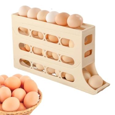 Imagem de Dispenser de Ovos Bandeja 4 Andares com Grande Capacidade Recipiente Rolamento Automático para Armazenamento Alimentos e